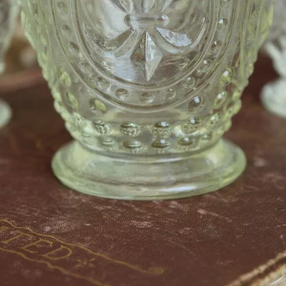 Vintage 1990s Anthropologie Cut Glass Candle Holders, Fleur De Lis Pattern, Set - Picture 4 of 10